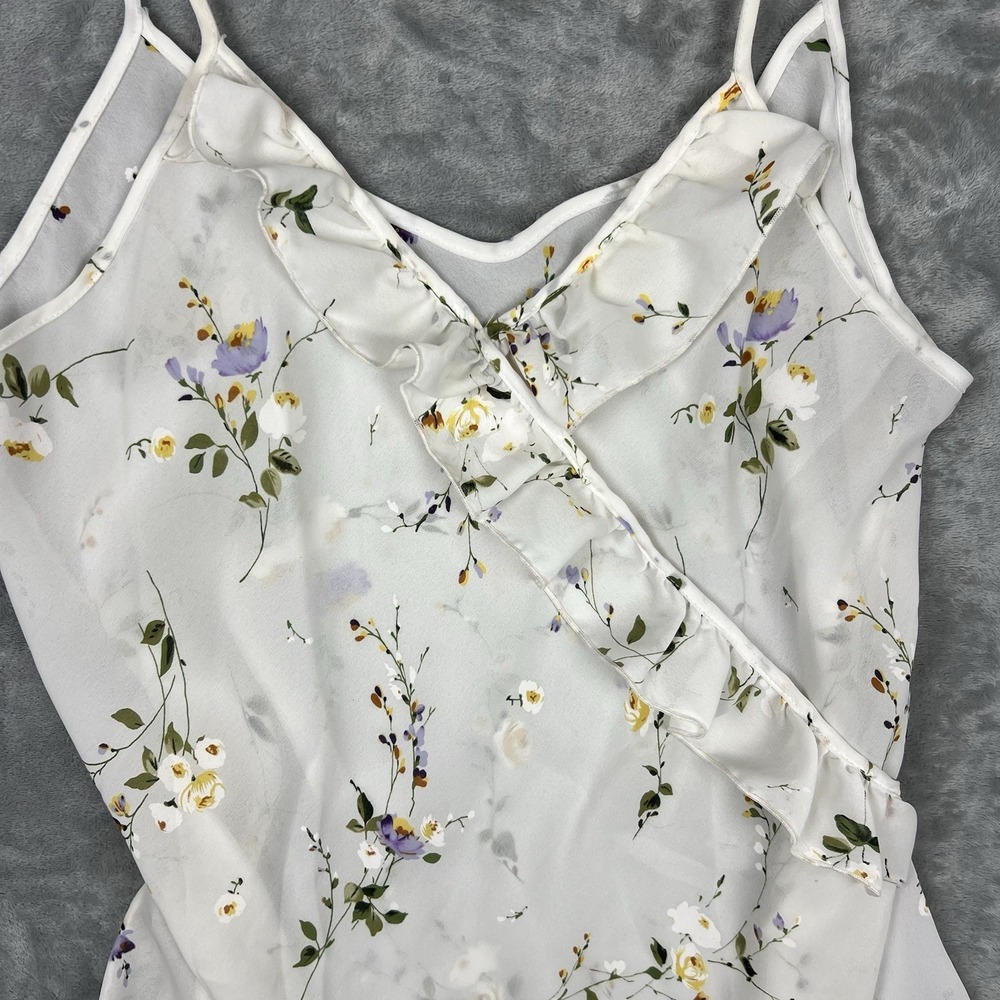 VTG Petra Fashions White Sheer Ruffle Floral Slip Dress Lingerie Sz Extra Large